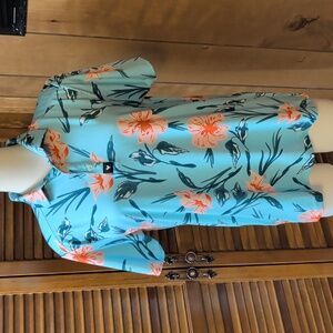 Bad Birdie Tropical Print Shirt - Pink and Blue